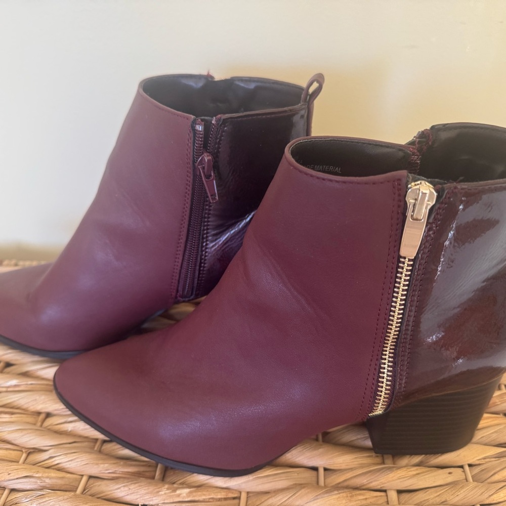 Beautiful burgundy leather ankle boots by Lexi & Abbie.